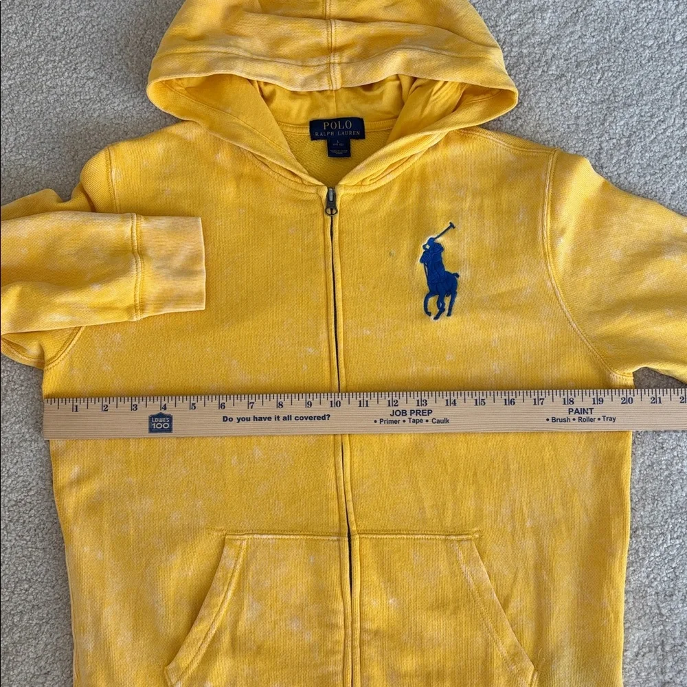 Polo Ralph Lauren Distressed Yellow Big Pony‎ Logo Full Zip Hoodie Boys Large